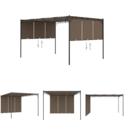 The Living Store havepavillon med sidegardin 4x3x2,25 m gråbrun - Festtelte & havepavilloner