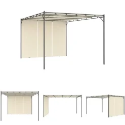 The Living Store havepavillon med gardin 4x3x2,25 m cremefarvet - Festtelte & havepavilloner