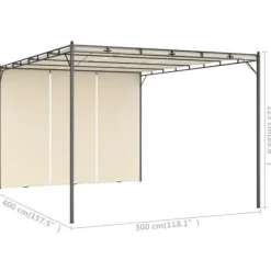 The Living Store havepavillon med gardin 4x3x2,25 m cremefarvet - Festtelte & havepavilloner