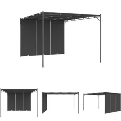 The Living Store havepavillon med gardin 4x3x2,25 m antracitgrå - Festtelte & havepavilloner