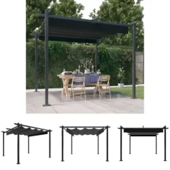 The Living Store havepavillon med sammenrulleligt tag 3x3 m antracitgrå - Festtelte & havepavilloner