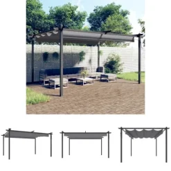 The Living Store havepavillon med sammenrulleligt tag 4x3 m antracitgrå - Festtelte & havepavilloner