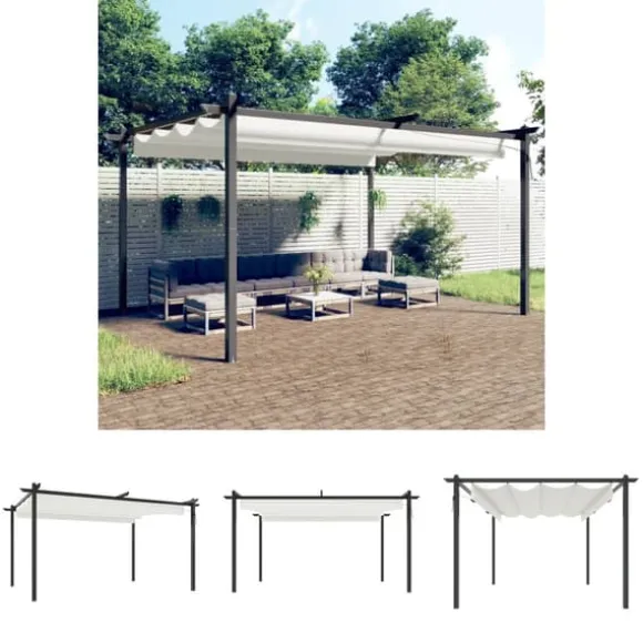 The Living Store havepavillon med sammenrulleligt tag 4x3 m cremefarvet - Festtelte & havepavilloner