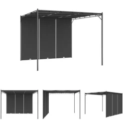 The Living Store havepavillon med gardin 3x3x2,25m antracitgrå - Festtelte & havepavilloner