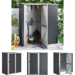 The Living Store haveskur 180,5x97x209,5 galvaniseret stål antracitgrå - Skure & Redskabsskure