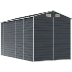 The Living Store haveskur 191x385x198 cm galvaniseret stål antracitgrå - Skure & Redskabsskure