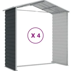 The Living Store haveskur 191x385x198 cm galvaniseret stål antracitgrå - Skure & Redskabsskure