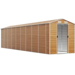 The Living Store haveskur 191x810x198 cm galvaniseret stål lysebrun - Skure & Redskabsskure