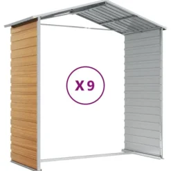 The Living Store haveskur 191x810x198 cm galvaniseret stål lysebrun - Skure & Redskabsskure