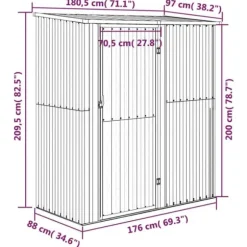 The Living Store haveskur 180,5x97x209,5 galvaniseret stål grå - Skure & Redskabsskure