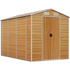 The Living Store haveskur 191x300x198 cm galvaniseret stål lysebrun - Skure & Redskabsskure