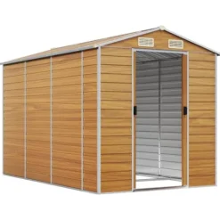 The Living Store haveskur 191x300x198 cm galvaniseret stål lysebrun - Skure & Redskabsskure