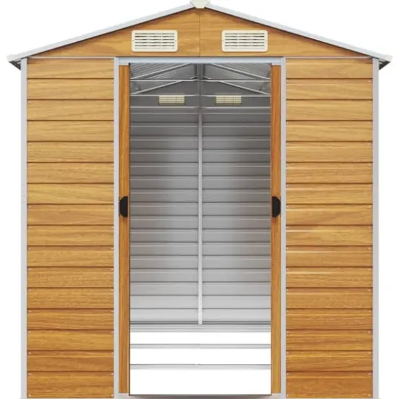 The Living Store haveskur 191x300x198 cm galvaniseret stål lysebrun - Skure & Redskabsskure