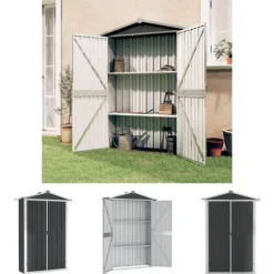The Living Store haveskur 116x45x175 cm galvaniseret stål antracitgrå - Skure & Redskabsskure