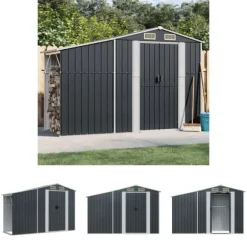 The Living Store haveskur 277x93x179 cm galvaniseret stål antracitgrå - Skure & Redskabsskure