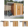 The Living Store haveskur med udvidet tag 277x110,5x181 cm stål lysebrun - Skure & Redskabsskure