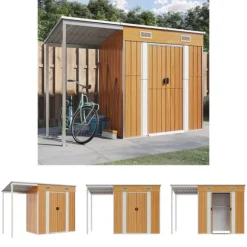The Living Store haveskur med udvidet tag 277x110,5x181 cm stål lysebrun - Skure & Redskabsskure
