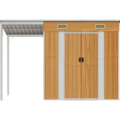 The Living Store haveskur med udvidet tag 277x110,5x181 cm stål lysebrun - Skure & Redskabsskure