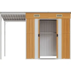 The Living Store haveskur med udvidet tag 277x110,5x181 cm stål lysebrun - Skure & Redskabsskure