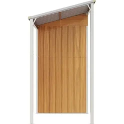 The Living Store haveskur med udvidet tag 277x110,5x181 cm stål lysebrun - Skure & Redskabsskure