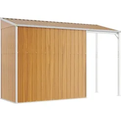 The Living Store haveskur med udvidet tag 277x110,5x181 cm stål lysebrun - Skure & Redskabsskure