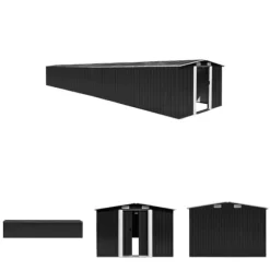 The Living Store haveskur 257x997x178 cm galvaniseret stål antracitgrå - Skure & Redskabsskure