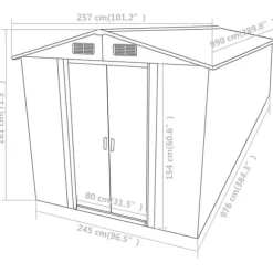 The Living Store haveskur 257x997x178 cm galvaniseret stål antracitgrå - Skure & Redskabsskure