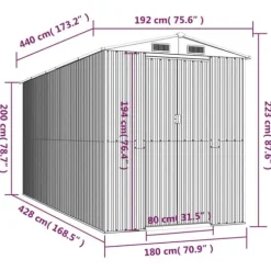 The Living Store haveskur 192x440x223 cm galvaniseret stål mørkebrun - Skure & Redskabsskure