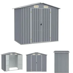 The Living Store haveskur 205x129x183 cm galvaniseret stål grå - Skure & Redskabsskure