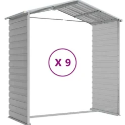 The Living Store haveskur 191x810x198 cm galvaniseret stål lysegrå - Skure & Redskabsskure