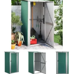The Living Store haveskur 118,5x97x209,5 galvaniseret stål grøn - Skure & Redskabsskure