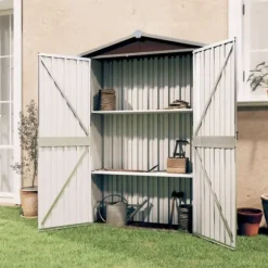 The Living Store haveskur 116x45x175 cm galvaniseret stål brun - Skure & Redskabsskure
