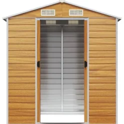 The Living Store haveskur 191x130x198 cm galvaniseret stål lysebrun - Skure & Redskabsskure