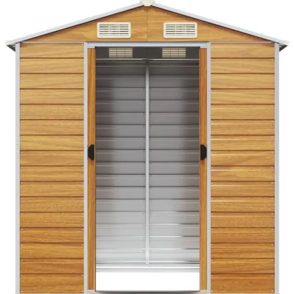 The Living Store haveskur 191x130x198 cm galvaniseret stål lysebrun - Skure & Redskabsskure