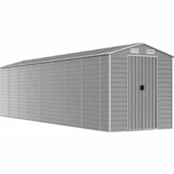 The Living Store haveskur 191x725x198 cm galvaniseret stål lysegrå - Skure & Redskabsskure