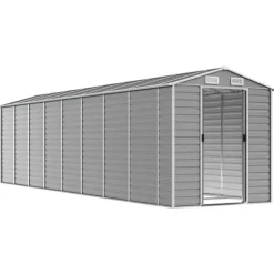 The Living Store haveskur 191x725x198 cm galvaniseret stål lysegrå - Skure & Redskabsskure