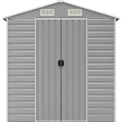 The Living Store haveskur 191x725x198 cm galvaniseret stål lysegrå - Skure & Redskabsskure