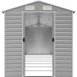 The Living Store haveskur 191x725x198 cm galvaniseret stål lysegrå - Skure & Redskabsskure