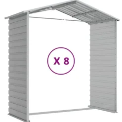 The Living Store haveskur 191x725x198 cm galvaniseret stål lysegrå - Skure & Redskabsskure