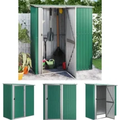 The Living Store haveskur 180,5x97x209,5 galvaniseret stål grøn - Skure & Redskabsskure