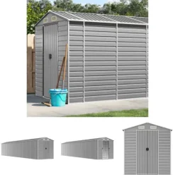 The Living Store haveskur 191x980x198 cm galvaniseret stål lysegrå - Skure & Redskabsskure
