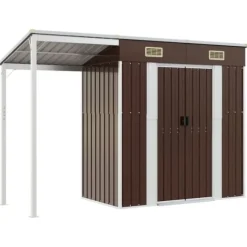 The Living Store haveskur med udvidet tag 277x110,5x181 cm stål brun - Skure & Redskabsskure