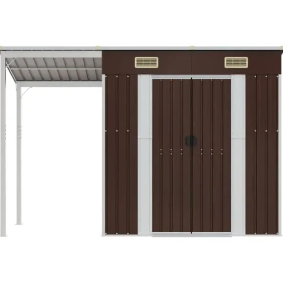 The Living Store haveskur med udvidet tag 277x110,5x181 cm stål brun - Skure & Redskabsskure