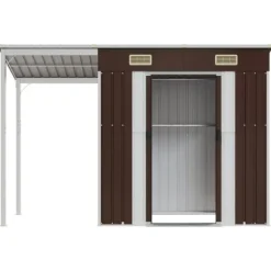 The Living Store haveskur med udvidet tag 277x110,5x181 cm stål brun - Skure & Redskabsskure