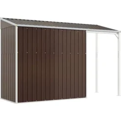 The Living Store haveskur med udvidet tag 277x110,5x181 cm stål brun - Skure & Redskabsskure