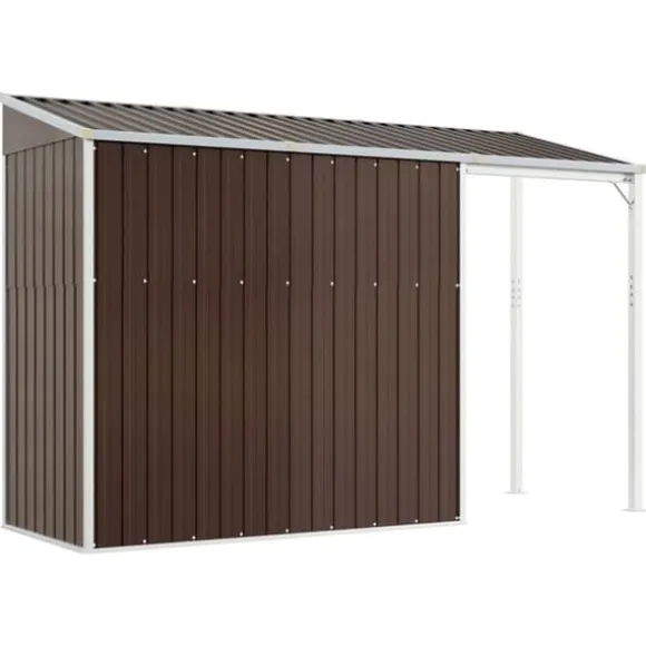 The Living Store haveskur med udvidet tag 277x110,5x181 cm stål brun - Skure & Redskabsskure