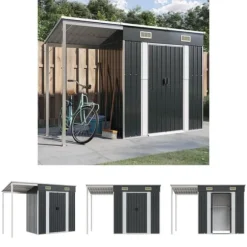 The Living Store haveskur med udvidet tag 277x110,5x181 cm stål antracitgrå - Skure & Redskabsskure