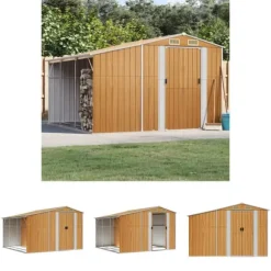 The Living Store haveskur 277x279x179 cm galvaniseret stål lysebrun - Skure & Redskabsskure