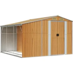 The Living Store haveskur 277x279x179 cm galvaniseret stål lysebrun - Skure & Redskabsskure