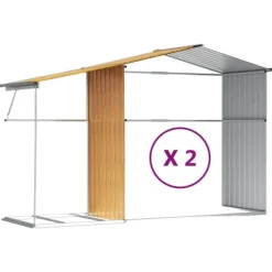 The Living Store haveskur 277x279x179 cm galvaniseret stål lysebrun - Skure & Redskabsskure
